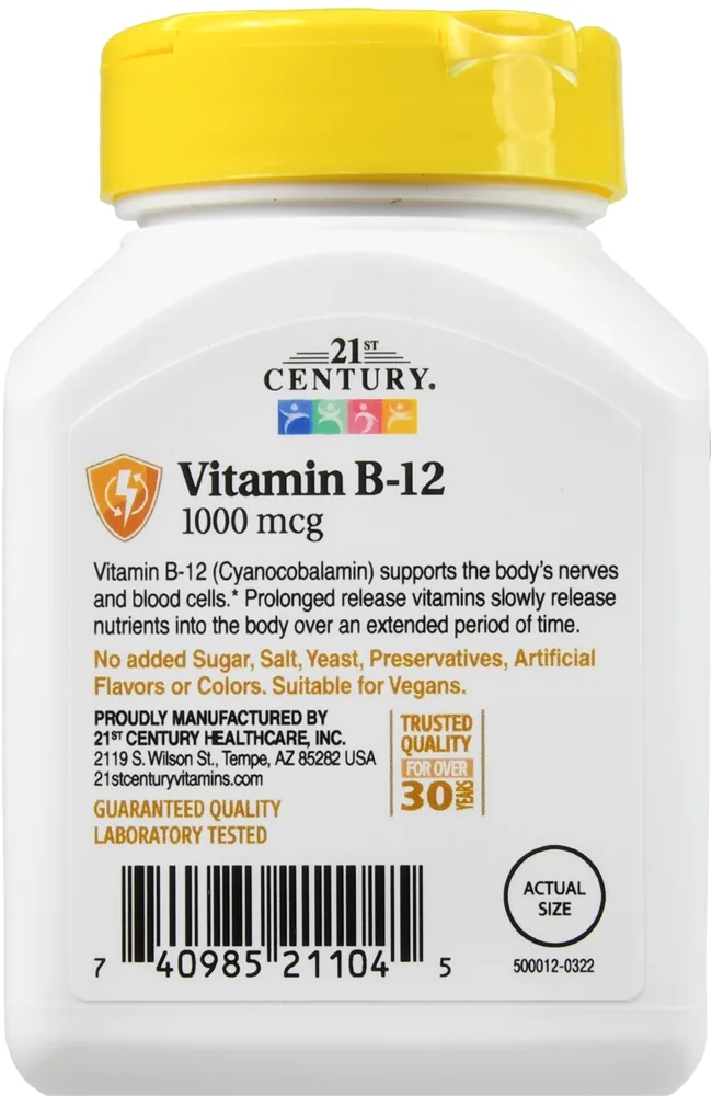 21st Century B-12 1000 mcg Prolonged Release Tablets – Image 5