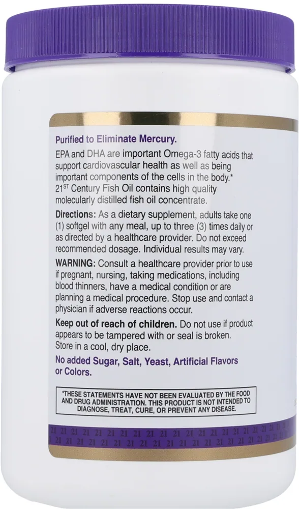 21st Century Fish Oil 1000 mg Omega-3 300 mg Softgels – Image 4