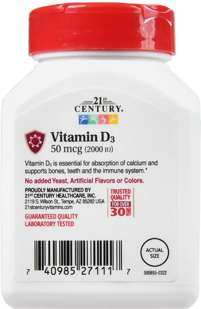 21st Century D3 50 mcg (2000 IU) Tablets – Image 5