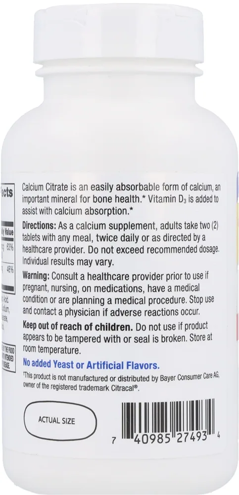 21st Century Calcium Citrate Maximum + D3 Tablets – Image 3