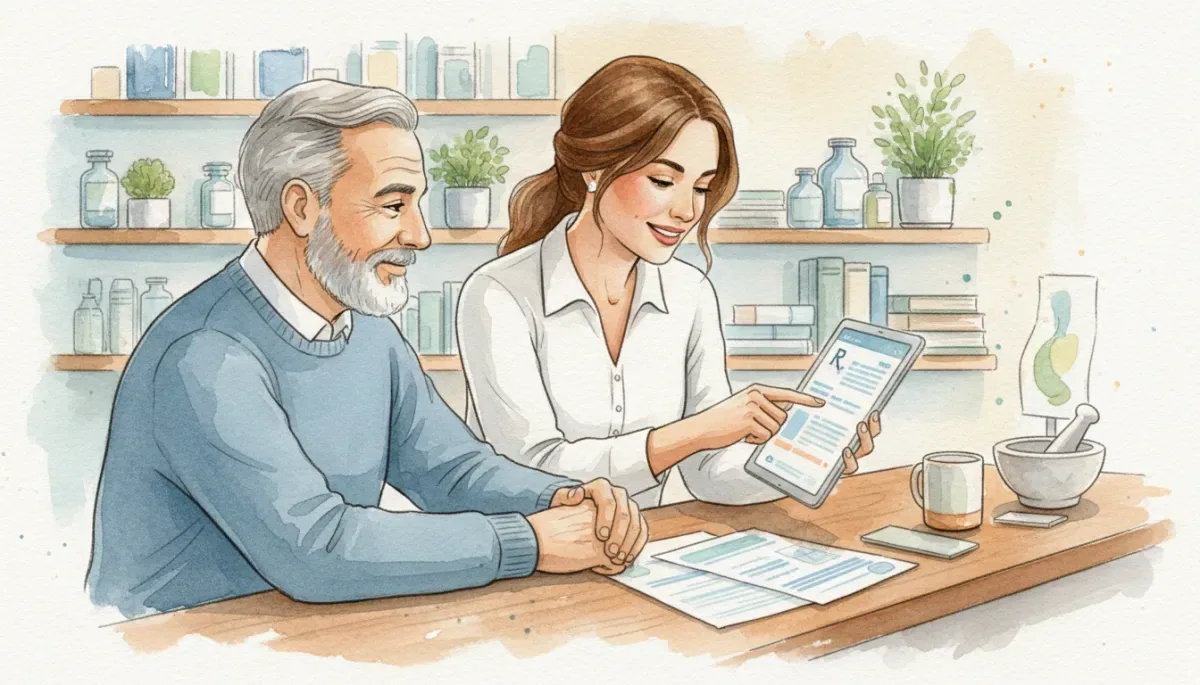 Independent pharmacist in Katy reviewing medication options with a patient